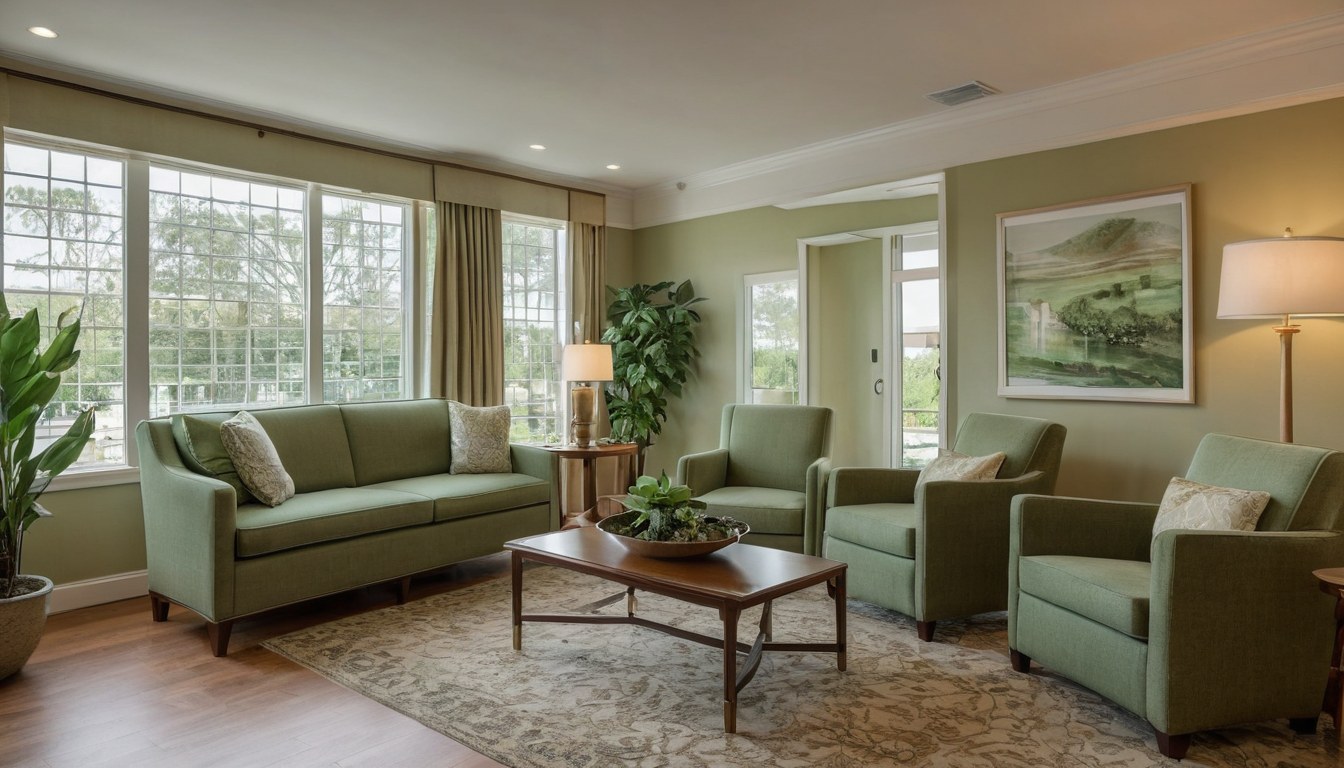 Sala común cálida e iluminada de residencia para adultos mayores en Ciudad de México