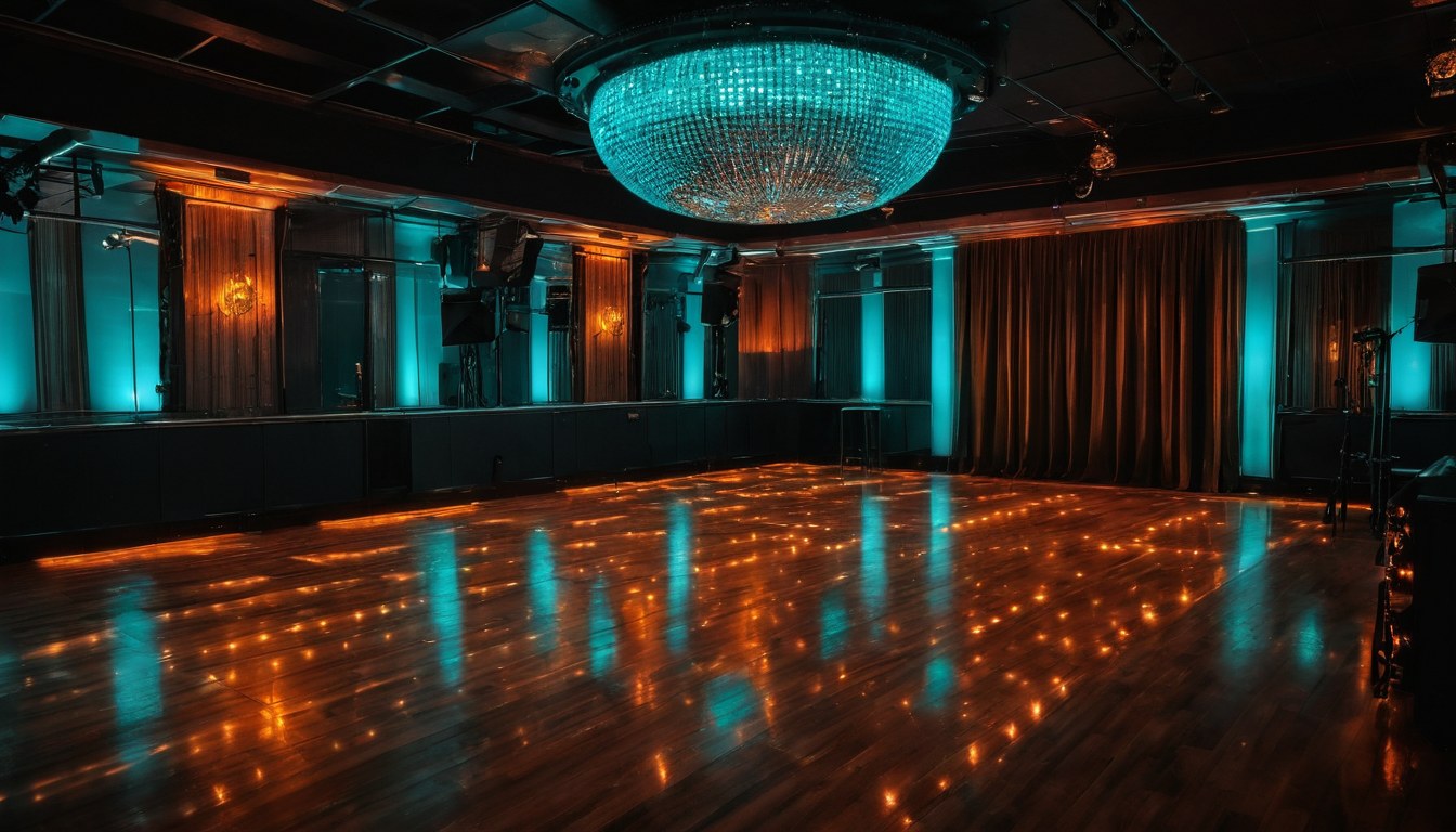 Pista de baile con iluminación profesional en salón de eventos
