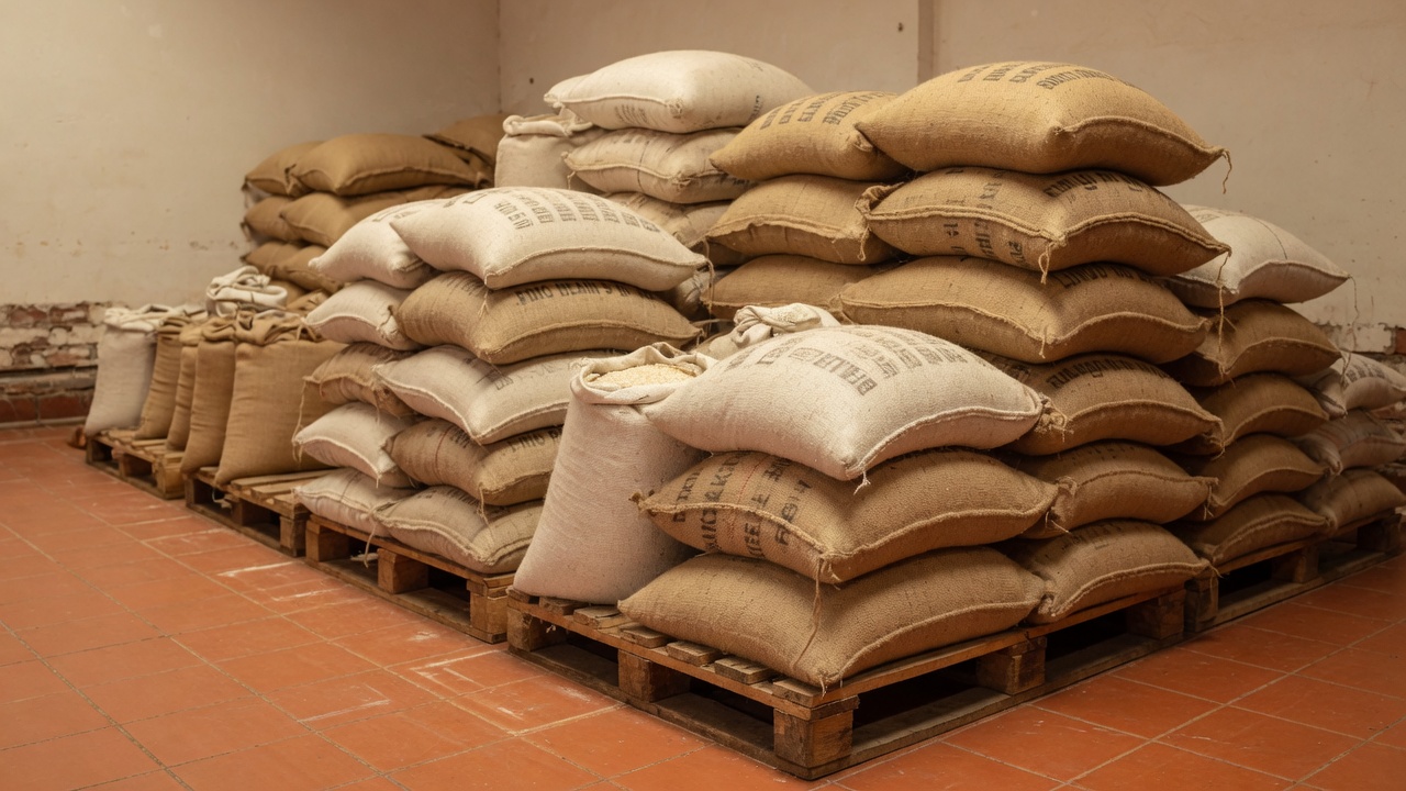 Sacos de granos y productos a granel en bodega de abarrotes en Ciudad de México