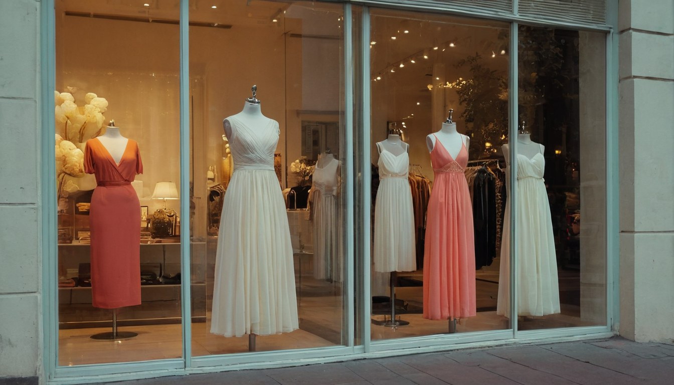 Boutique con vitrina elegante al atardecer — Tu Negocio