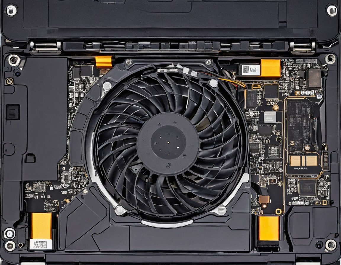 Laptop abierta con el ventilador y el disipador a la vista