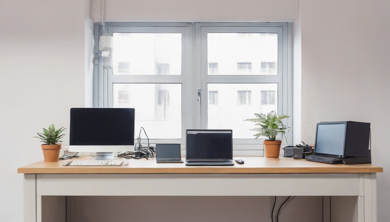Mostrador de recepción de un taller de computadoras
