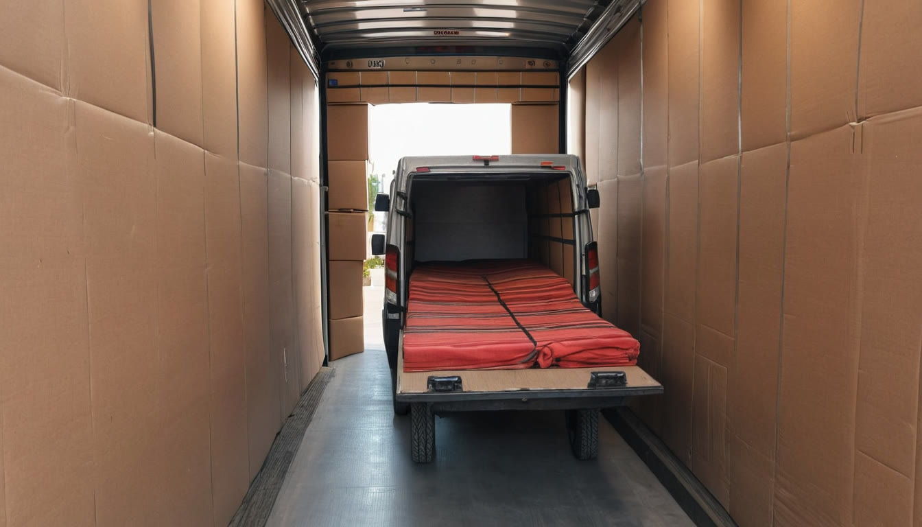Camion cargado con muebles protegidos para mudanza en Ciudad de México