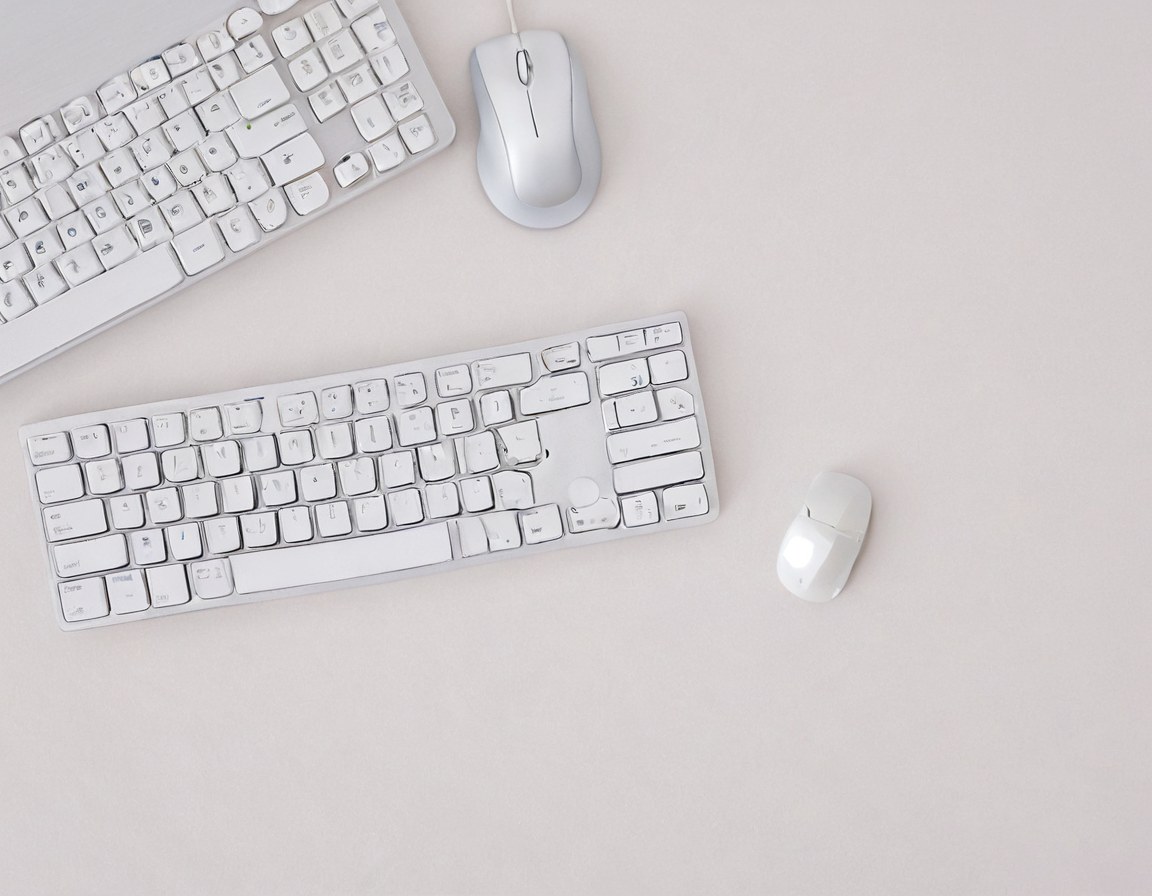 Teclado, libreta en blanco y mouse sobre un escritorio