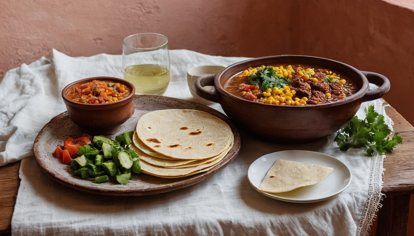 Comida corrida mexicana servida en mesa rústica en Ciudad de México