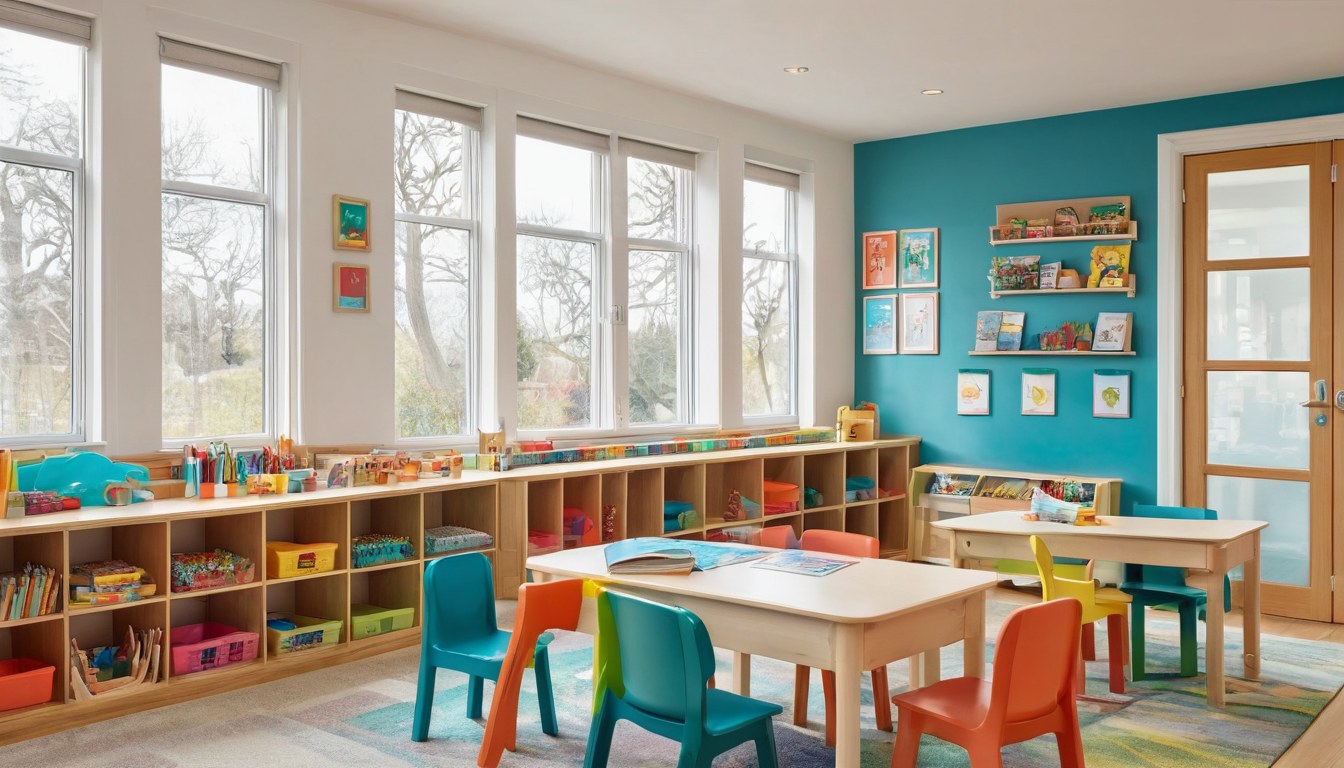 Área de aprendizaje con materiales educativos en guardería de Ciudad de México