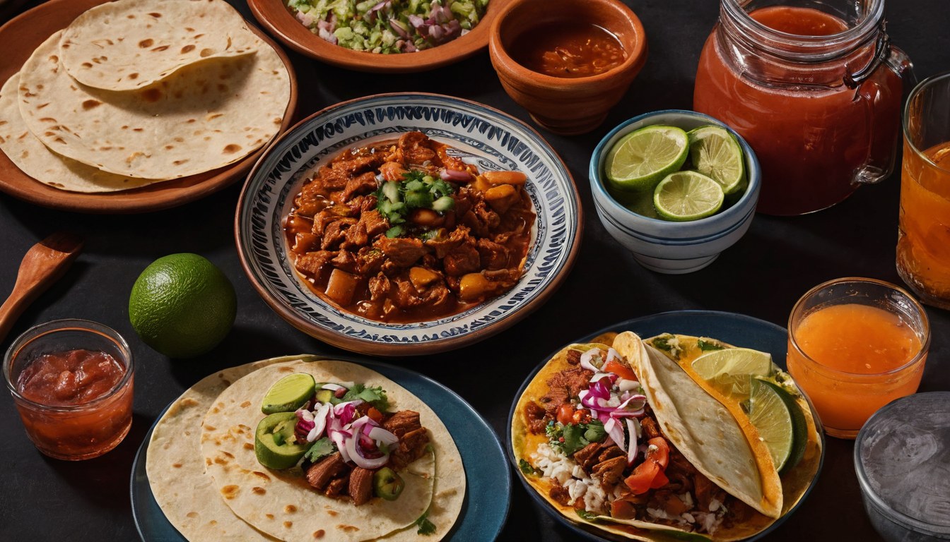 Mesa de comida corrida para compartir