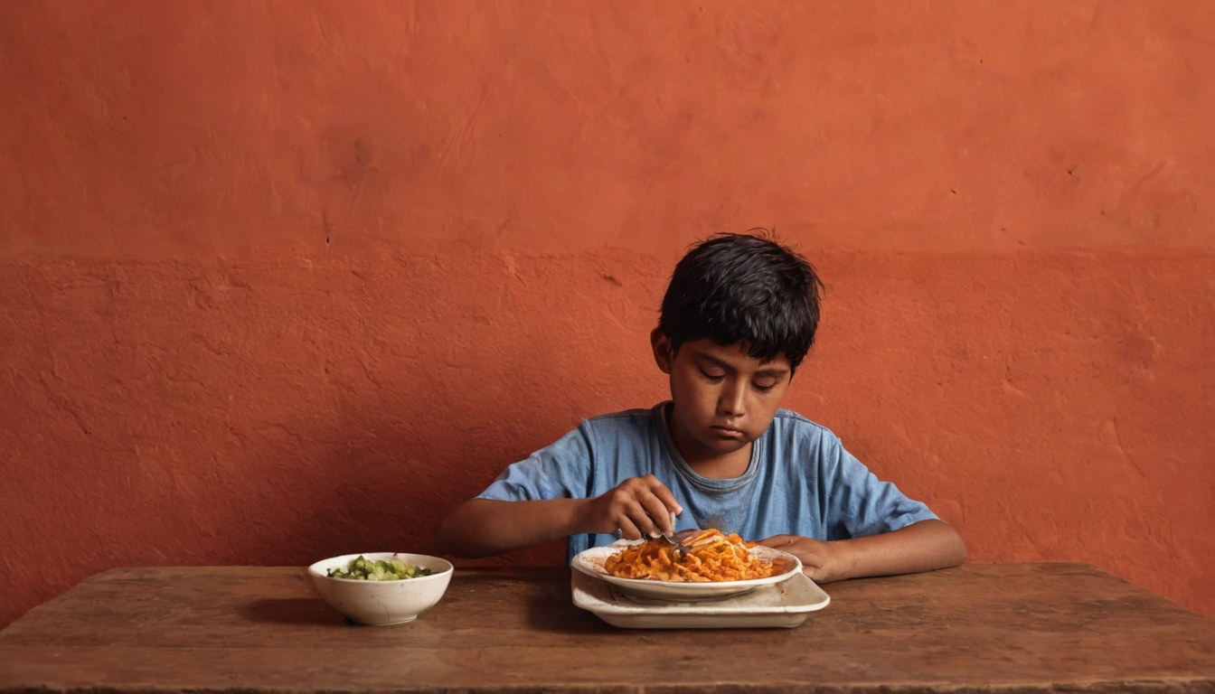 Mesero llevando una charola de comida corrida