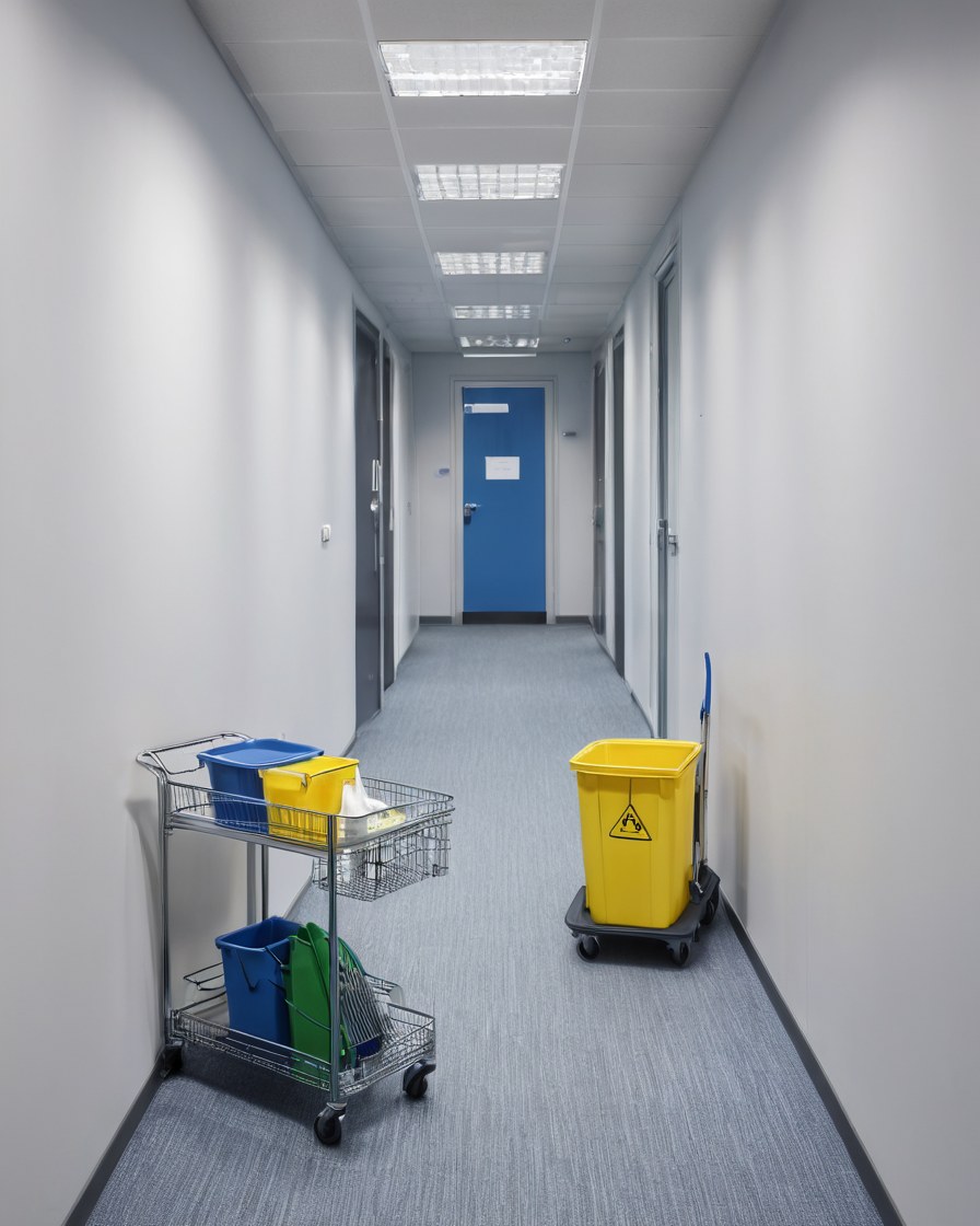 Pasillo de oficina compartida con acceso despejado y luz natural