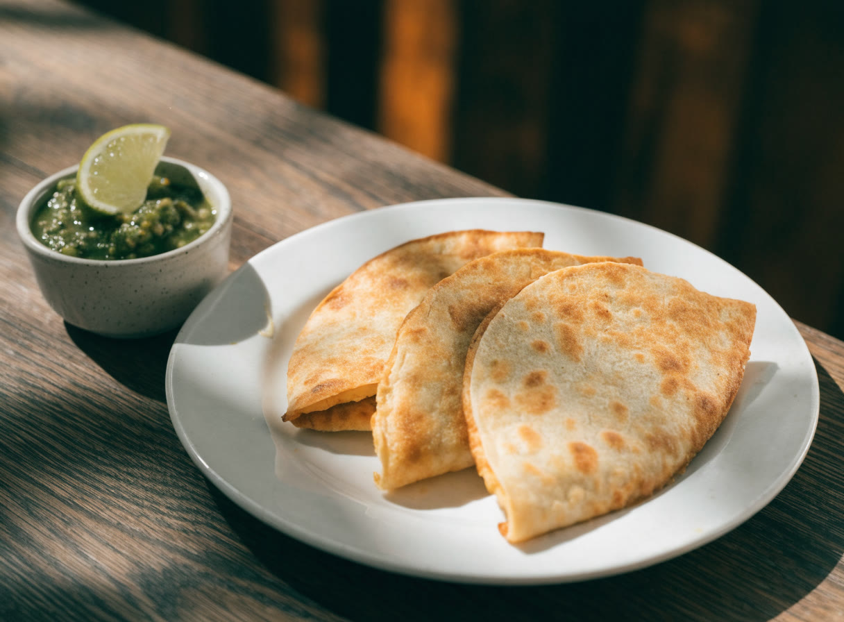 Quesadillas de maíz y salsa verde