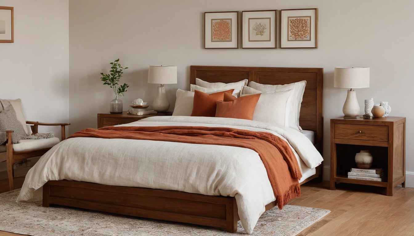 Recámara con cama de madera y cabecera tapizada — Tu Negocio en Ciudad de México