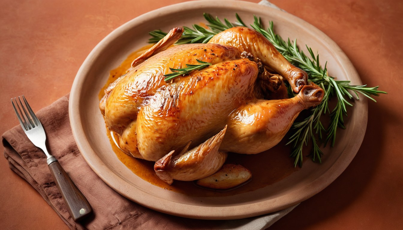 Pollo rostizado dorado y jugoso de Tu Negocio