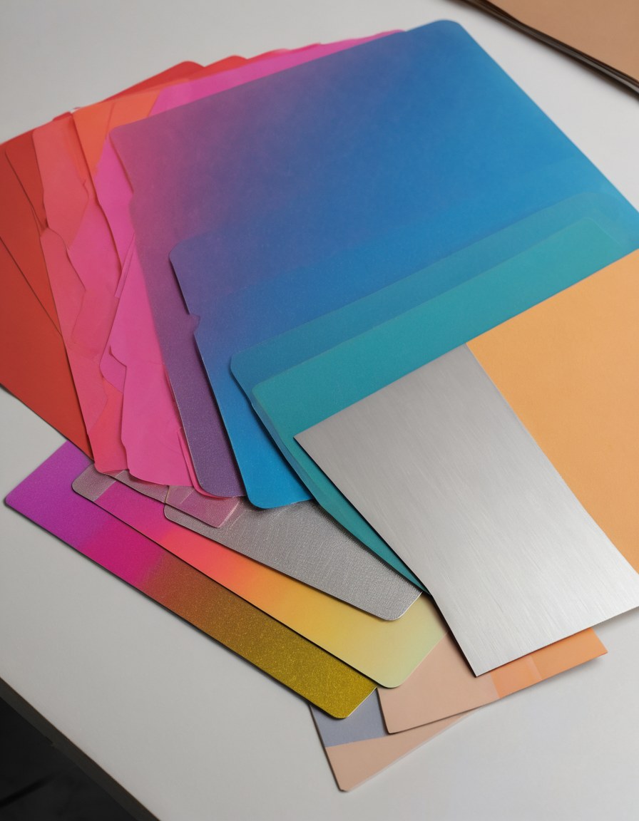 Sustratos en blanco, láminas de acrílico y muestrarios de color en el taller