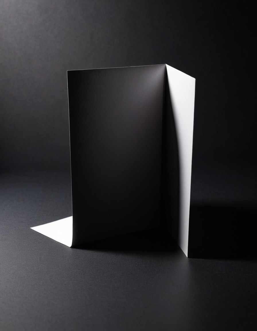Tríptico en blanco de pie con luz lateral dura