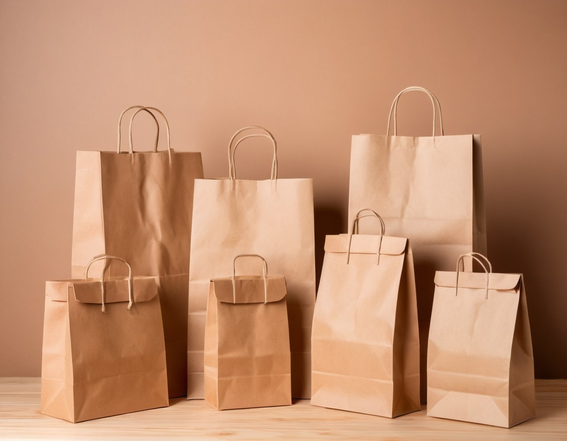 Bolsas y cajas de papel kraft como muestras de empaque