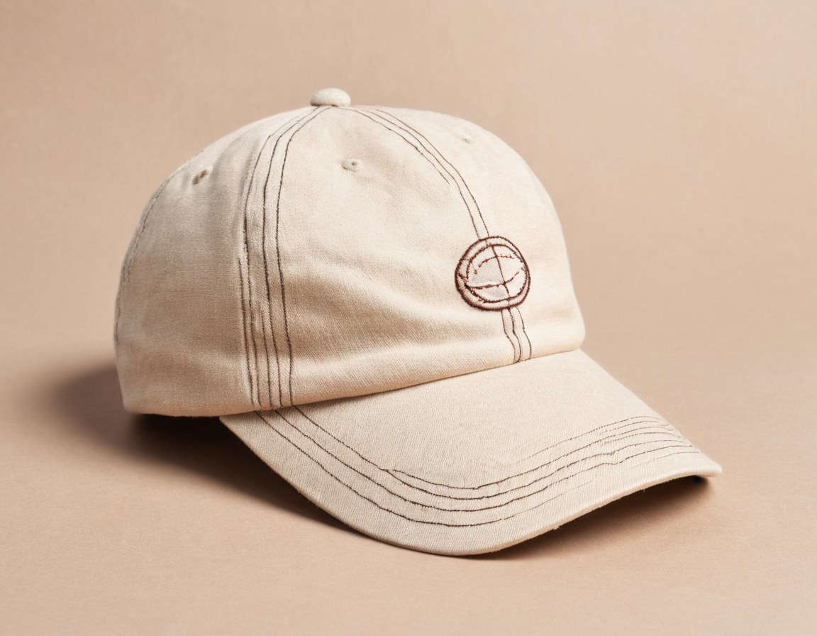 Gorra de lona con bordado en relieve sobre tela cruda