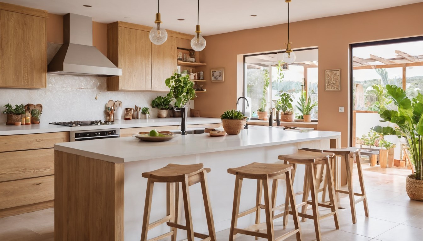 Cocina y sala recién remodeladas con madera clara y luz natural en Ciudad de México