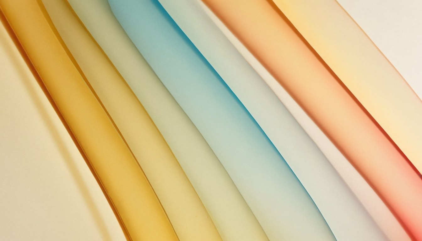 Detalle de láminas de vidrio de color superpuestas sobre papel