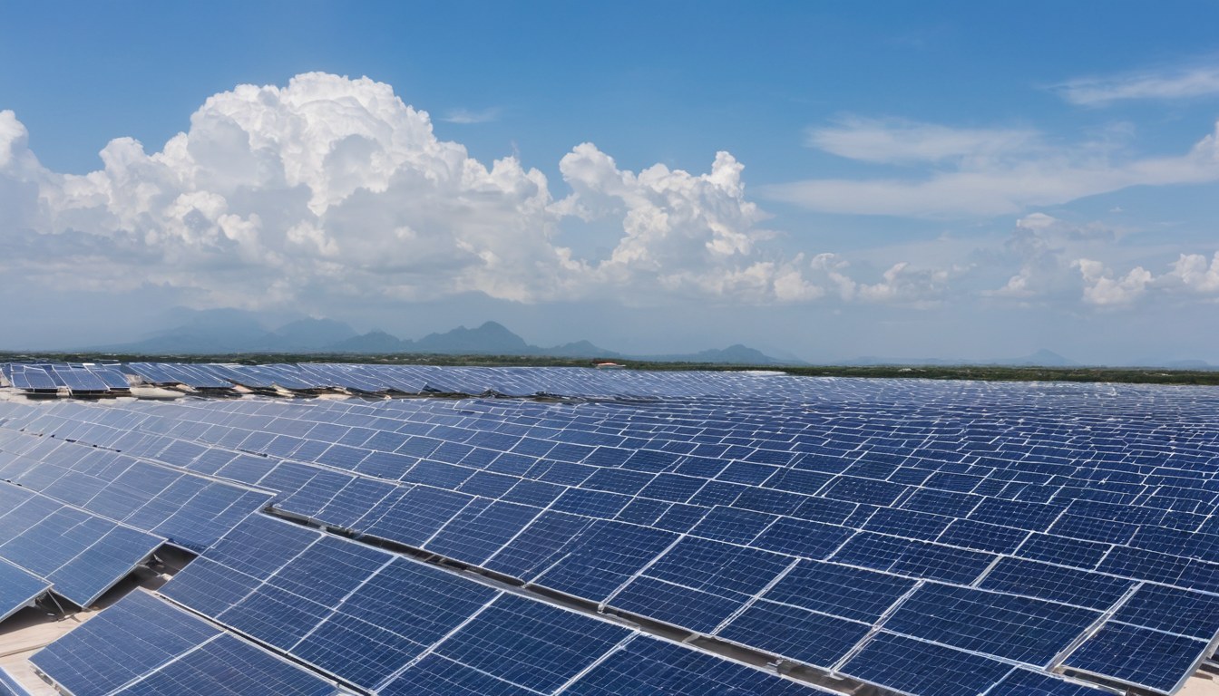 Azotea de negocio con un arreglo solar terminado bajo luz suave de la tarde