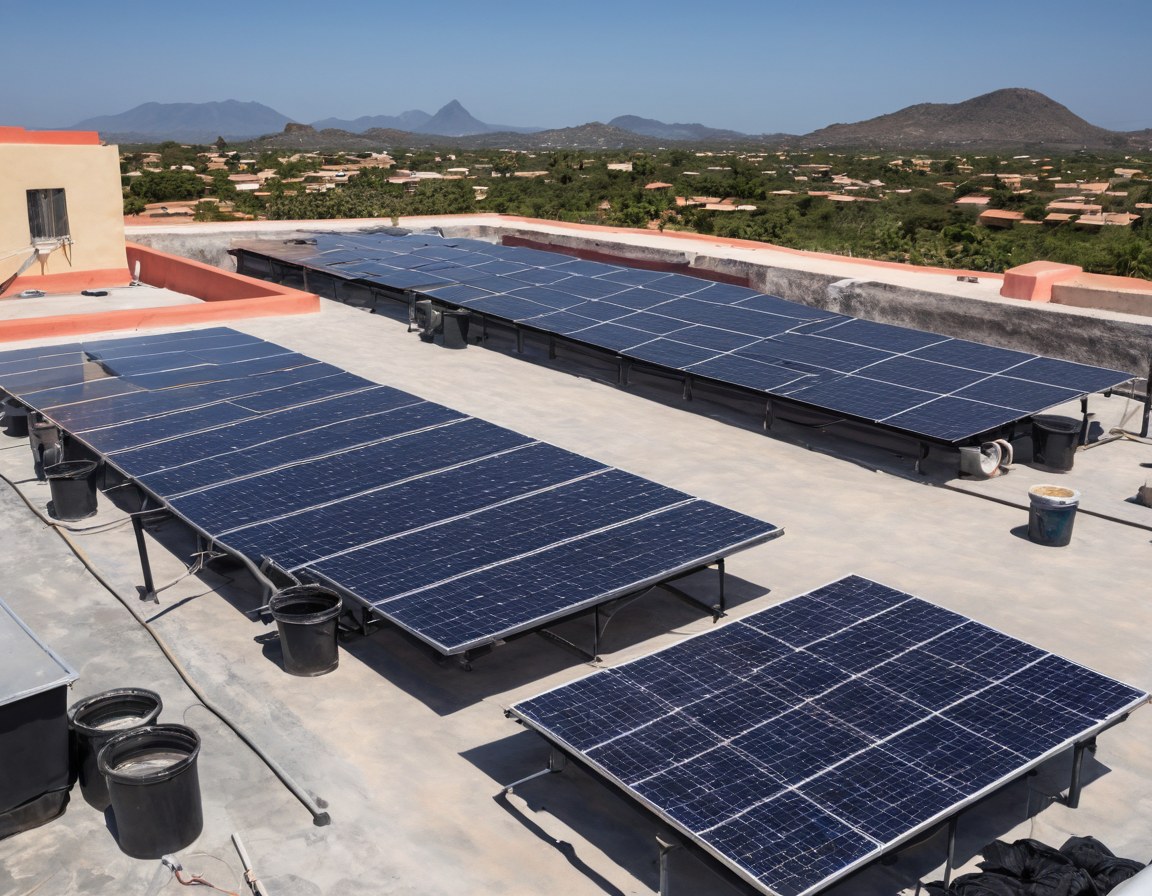 Arreglo solar de casa habitación sobre losa, con estructura anclada y cableado ordenado
