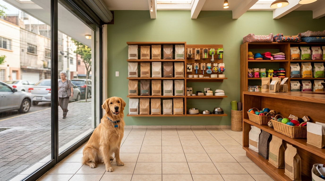 Interior de tienda de mascotas en Ciudad de México