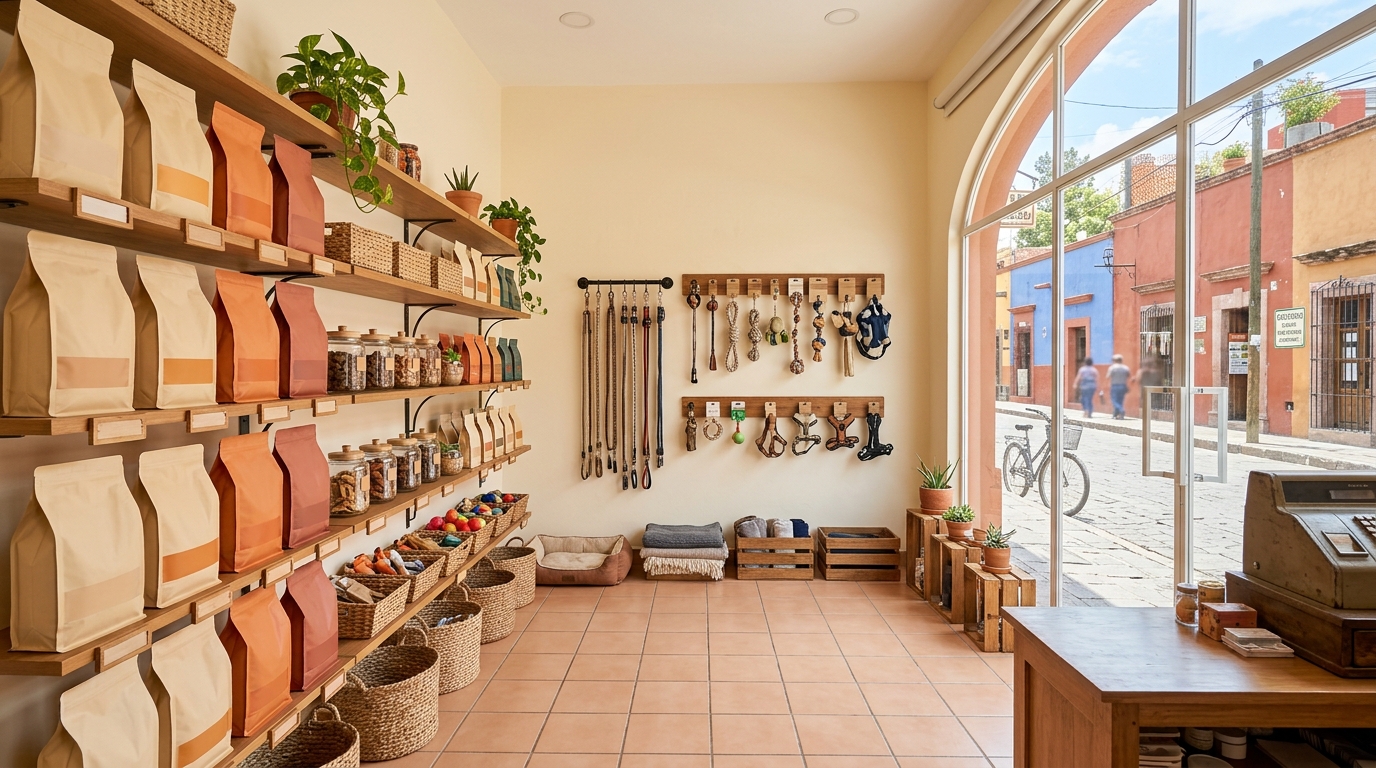 Interior de tienda de mascotas en Ciudad de México