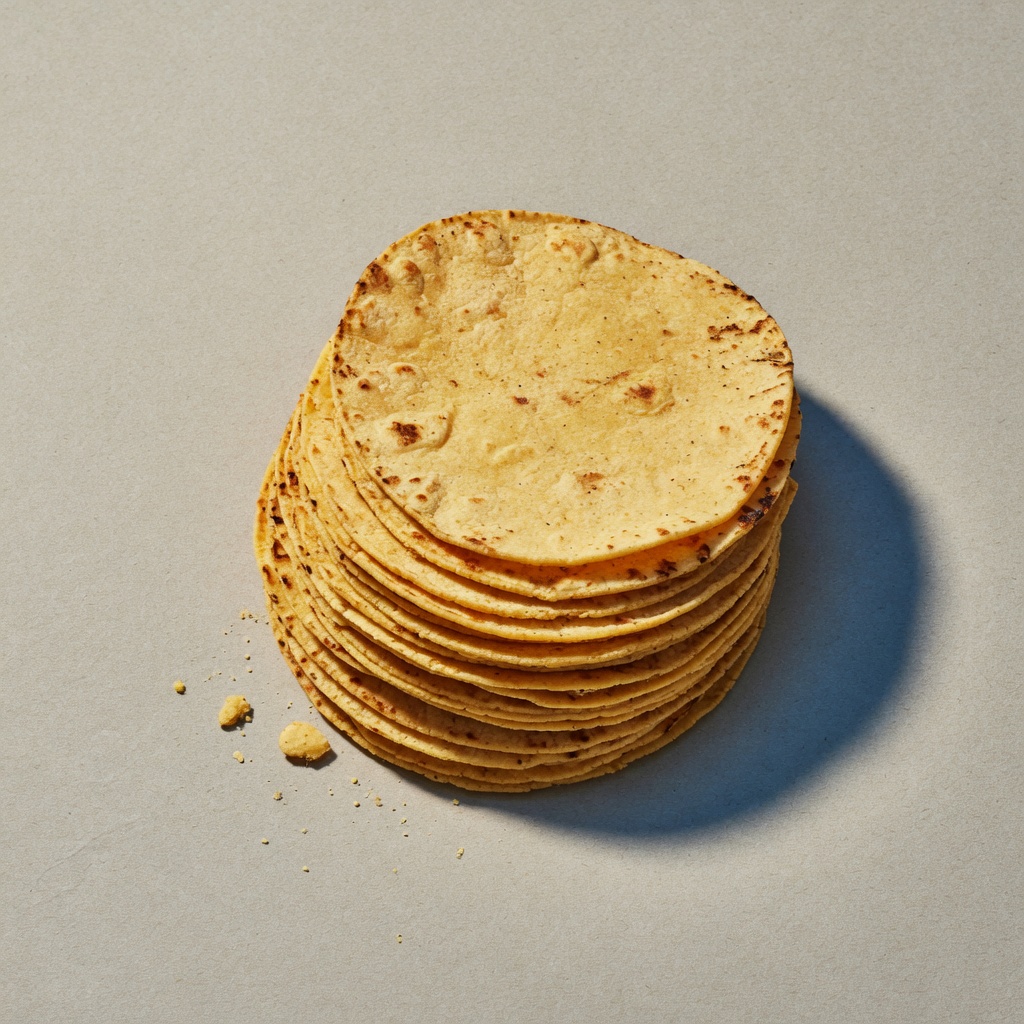 Cerro de tortillas de maíz recién hechas, una encima de otra
