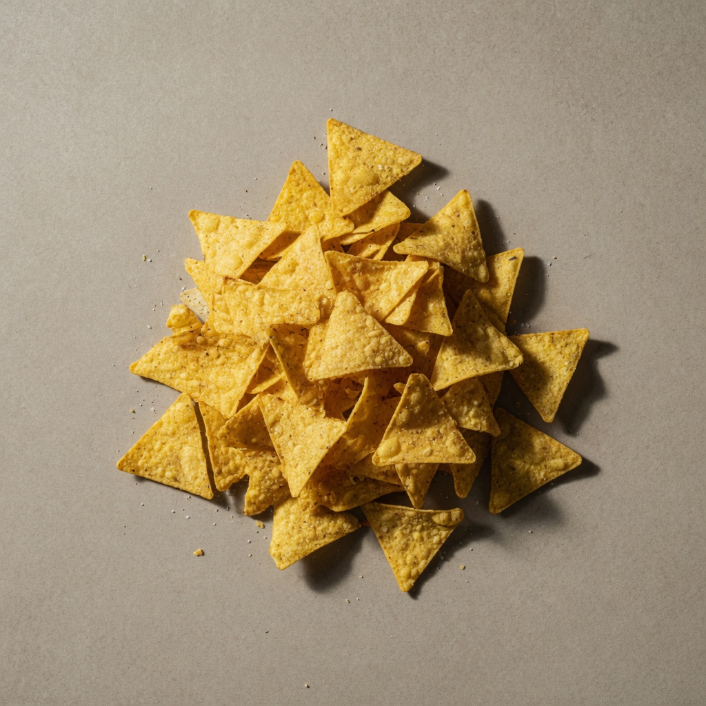 Montón de totopos triangulares dorados