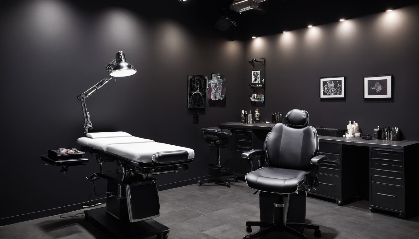 Interior de estudio de tatuajes profesional en Ciudad de México