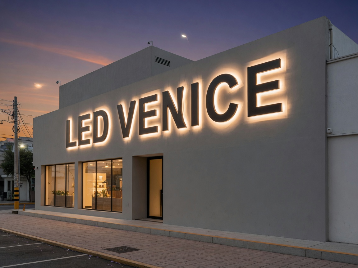 Letrero luminoso instalado en fachada comercial