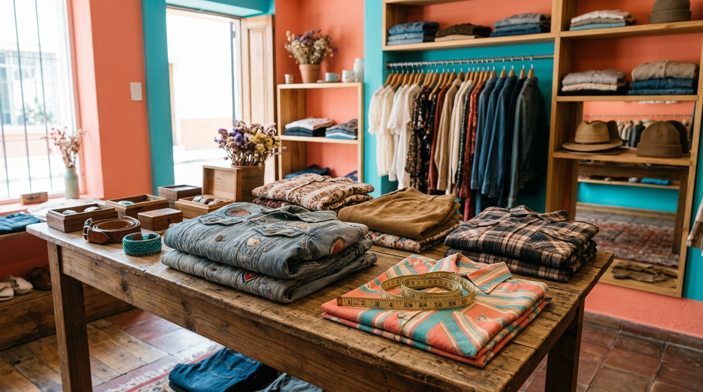 Texturas y prendas vintage en una boutique mexicana