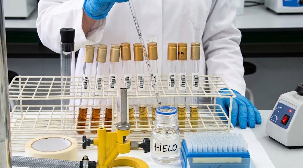 Equipo para análisis de muestras de agua con viales de vidrio